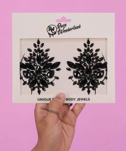 Uniflying Black Rhinestone Self-Adhesive Jewel Pasties Accessories