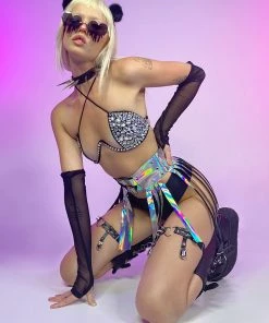 OhYes Fashion New Black Double Crossed Diamonds Bustier