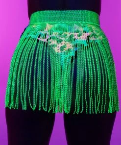 AE Neon Yellow Bejeweled Cover Up Skirt New