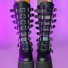 Pleasers Demonia Damned Matte Black Knee High Boots Shoes