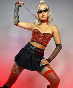 Daisy's Corsets New School's Out Plaid Bustier Top