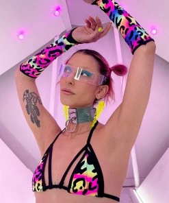 Elizabeth Acid Jungle Cage Bikini Top New