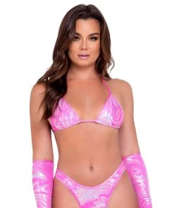 Roma Hypnotic Pink Bikini Tie Top New