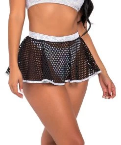 Roma Bass Drop Fishnet Mini Skirt New