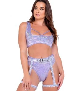 Roma Lilac Aura Garter Belted Shorts
