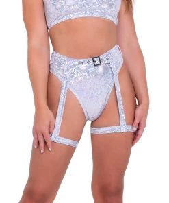 Roma New Silver Aura Garter Belted Shorts