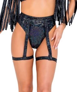 Roma Womens Onyx Aura Garter Belted Shorts