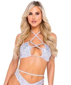 Roma New Silver Aura Criss-Cross Top