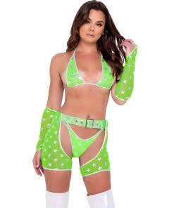 Roma Green Cosmic Stardust Bikini Tie Top