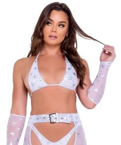 Roma New White Cosmic Stardust Bikini Tie Top