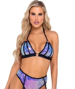 Roma Jade Sugar Nova Two-Tone Bikini Top Womens