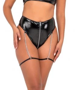 Roma Pitch Black Vinyl Garter Bottoms