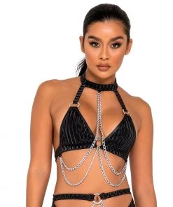 Roma Womens High Fidelity Chain Halter Top