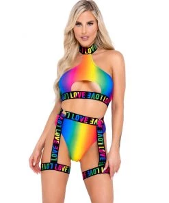 Roma New Rainbow Love Garter Belt