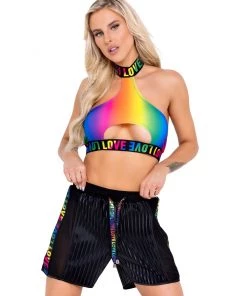 Roma Rainbow Love Two-Tone Biker Shorts