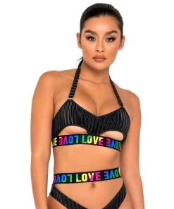 Roma Rainbow Love Underboob Top New