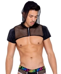 Roma Fishnet Crop Zip Hoodie