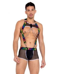 Roma Rainbow Love Suspender Romper