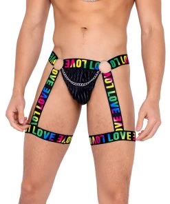 Roma Womens Rainbow Love Garter Thong