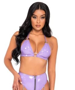 Roma Lavender Babe Vinyl Bikini Top New