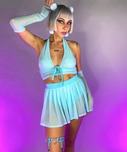 OhYes Fashion Y2K Doll Sheer Pleated Mini Skirt