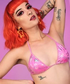 Roma Hypnotic Pink Bikini Tie Top New