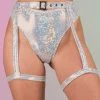 Roma New Silver Aura Garter Belted Shorts