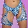 J. Valentine Aqua Sequin Net Chaps New