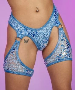 J. Valentine Aqua Sequin Net Chaps New
