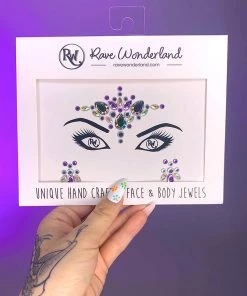 Uniflying Accessories Purple Magic Rhinestone Rave Face Jewel