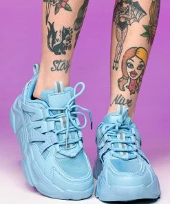 Berness Shoes Baby Blue Briella Chunky Sneakers Womens