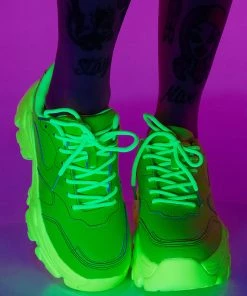Berness Shoes Womens Neon Yellow Flexx Platform Sneakers