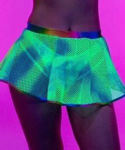 Roma Rainbow Raver Fishnet Mini Skirt