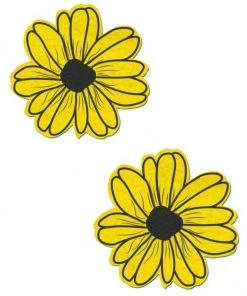 Pastease DAISY: YELLOW AND BLACK WITH BLACK FLOWER NIPPLE PASTIES Accessories