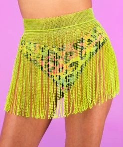 AE Neon Yellow Bejeweled Cover Up Skirt New
