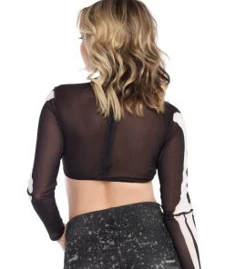 Leg Avenue Skeletons And Bones Neck Mesh Long Sleeve Rave Crop Top 8 Leg Avenue Skeletons And Bones Neck Mesh Long Sleeve Rave Crop Top