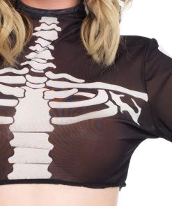 Leg Avenue Skeletons And Bones Neck Mesh Long Sleeve Rave Crop Top 9 Leg Avenue Skeletons And Bones Neck Mesh Long Sleeve Rave Crop Top