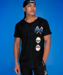 Jarmoo Dubstep Skull Massacre Blue Baseball Jersey