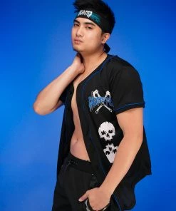 Jarmoo Dubstep Skull Massacre Blue Baseball Jersey