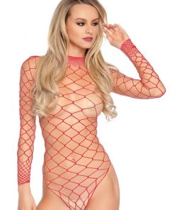 Leg Avenue New Long Sleeve Fishnet Bodysuit