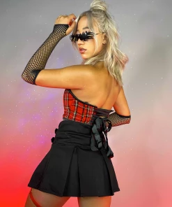 Daisy's Corsets New School's Out Plaid Bustier Top