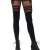 Leg Avenue Seamless Opaque Striped Faux Thigh High Leg Wear