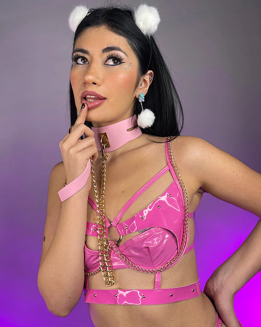 Roma New Hot & Tethered Pink Leash Choker 1 Roma New Hot & Tethered Pink Leash Choker