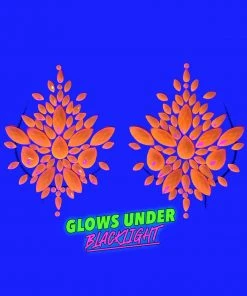 Uniflying Neon Orange Black Light Reflective Self-Adhesive Jewel Pasties Accessories