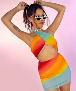 Hot And Delicious Dazed In Ombre 2pc Mesh Skirt Set New