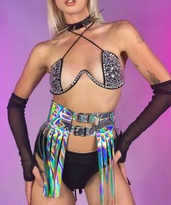 OhYes Fashion New Black Double Crossed Diamonds Bustier