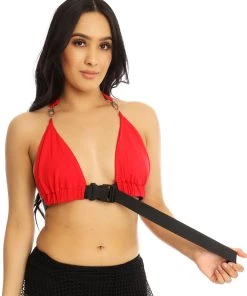 Shark Red Click It Or Ticket Buckle Top Womens