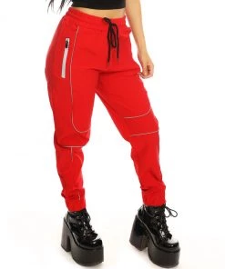 AE Womens Red Reflective Unisex Joggers