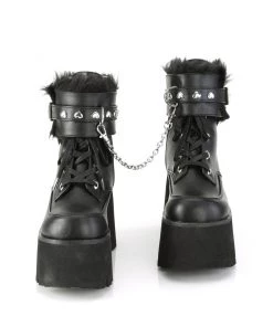 Pleasers Demonia Ashes Black Fuzzy Cuff Boots Shoes 21 Pleasers Demonia Ashes Black Fuzzy Cuff Boots Shoes