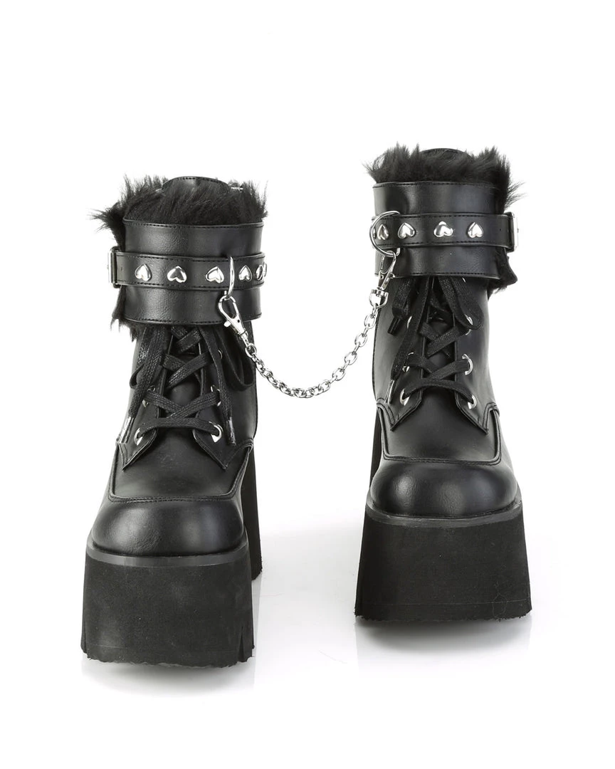 Pleasers Demonia Ashes Black Fuzzy Cuff Boots Shoes 10 Pleasers Demonia Ashes Black Fuzzy Cuff Boots Shoes